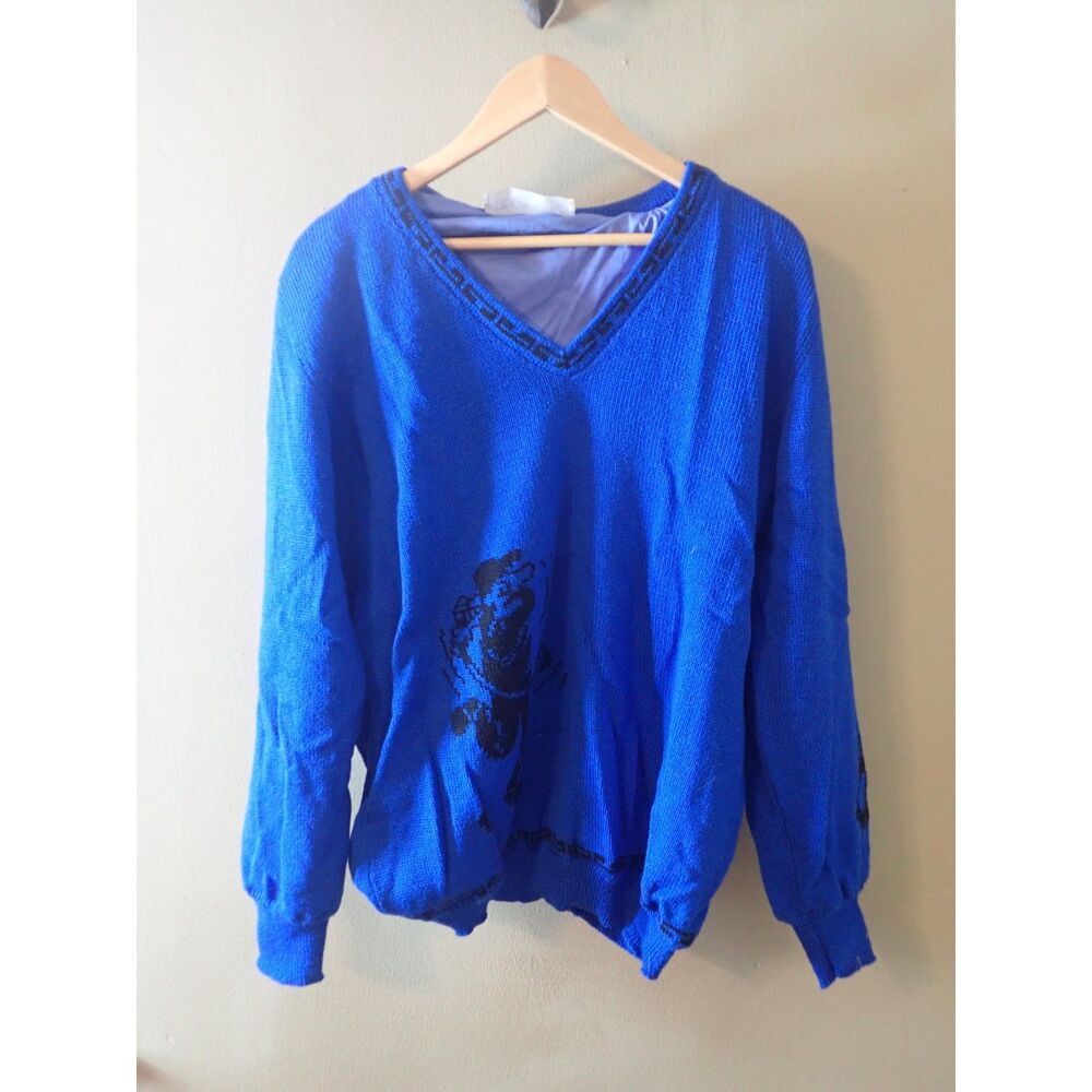 Veronique Sweater 100% Wool Blue Made in Ireland Jacket Golf Golfer Oversized